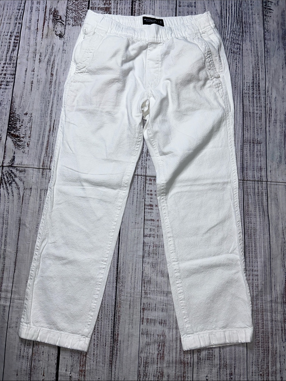 Abercrombie & Fitch White Relaxed Straight Pants